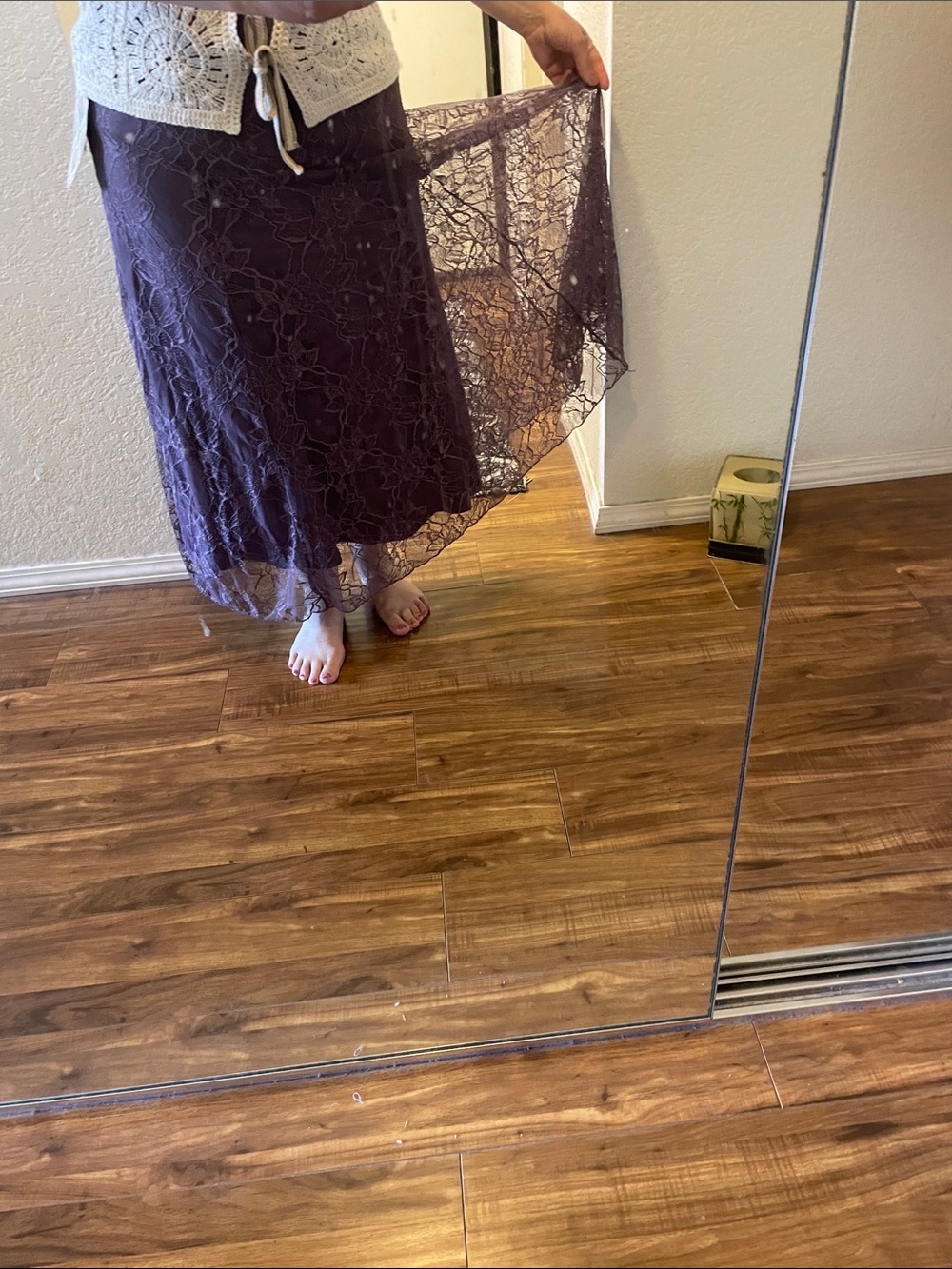 Purple Women's Maxi Dress - Elegant Layered Skirt . Lace